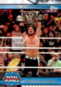 #84 WWE Champion AJ Styles Defeats Kevin Owens & Sami Zayn in a Handicap Match - 2019 Topps WWE Road to Wrestlemania Wrestling