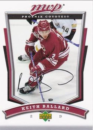 #85 Keith Ballard - Phoenix Coyotes - 2007-08 Upper Deck MVP Hockey