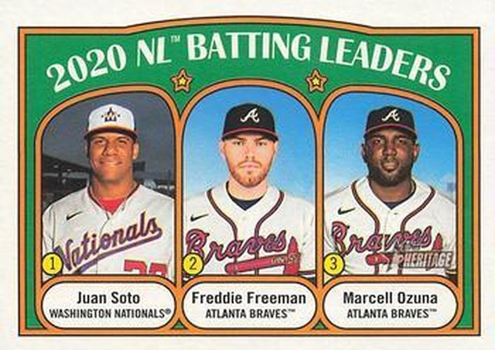 #85 2020 NL Batting Leaders Juan Soto / Freddie Freeman / Marcell Ozuna - Washington Nationals / Atlanta Braves - 2021 Topps Heritage Baseball