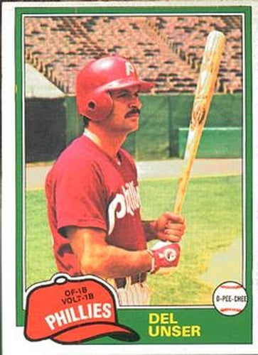 #56 Del Unser - Philadelphia Phillies - 1981 O-Pee-Chee Baseball