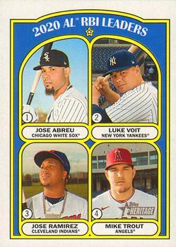 #88 2020 AL RBI Leaders Jose Abreu / Luke Voit / Jose Ramirez / Mike Trout - Chicago White Sox / New York Yankees / Cleveland Indians / Los Angeles Angels - 2021 Topps Heritage Baseball