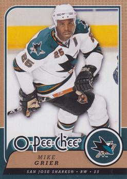 #154 Mike Grier - San Jose Sharks - 2008-09 O-Pee-Chee Hockey