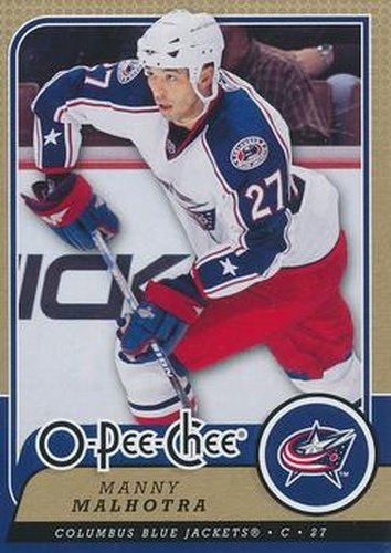 #69 Manny Malhotra - Columbus Blue Jackets - 2008-09 O-Pee-Chee Hockey