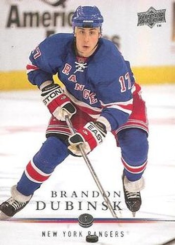 #72 Brandon Dubinsky - New York Rangers - 2008-09 Upper Deck Hockey