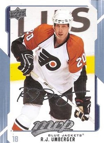 #89 R.J. Umberger - Columbus Blue Jackets - 2008-09 Upper Deck MVP Hockey