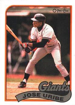 #8 Jose Uribe - San Francisco Giants - 1989 O-Pee-Chee Baseball