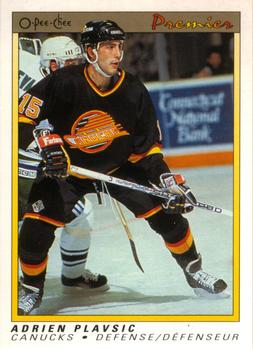 #90 Adrien Plavsic - Vancouver Canucks - 1990-91 O-Pee-Chee Premier Hockey