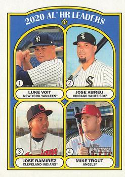 #90 2020 AL HR Leaders Luke Voit / Jose Abreu / Jose Ramirez / Mike Trout - New York Yankees / Chicago White Sox / Cleveland Indians / Los Angeles Angels - 2021 Topps Heritage Baseball