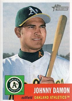 #92 Johnny Damon - Oakland Athletics - 2002 Topps Heritage Baseball