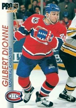 #92 Gilbert Dionne - Montreal Canadiens - 1992-93 Pro Set Hockey