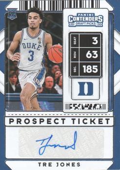 #92b Tre Jones - Duke Blue Devils - 2020 Panini Contenders Draft Picks Basketball