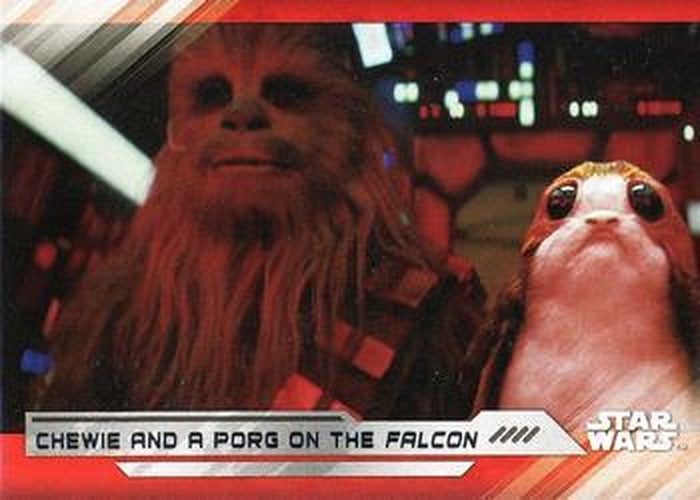 #96 Chewie and a Porg on the Falcon - 2017 Topps Star Wars The Last Jedi