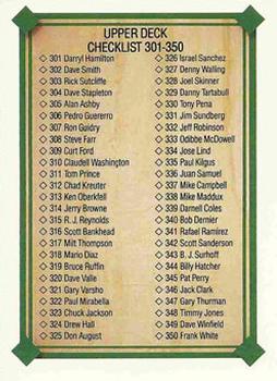 #697 Checklist: 301-400 - 1989 Upper Deck Baseball