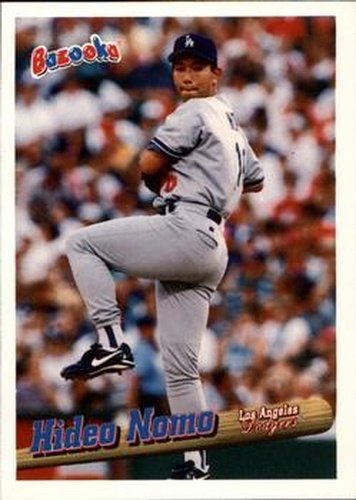 #98 Hideo Nomo - Los Angeles Dodgers - 1996 Bazooka Baseball