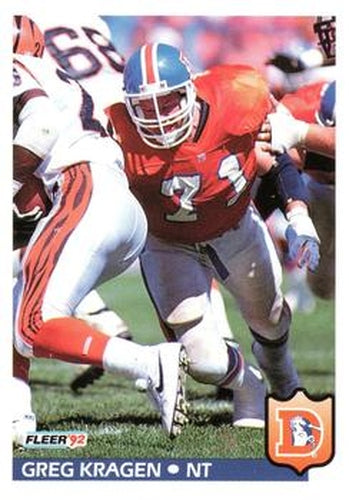 #99 Greg Kragen - Denver Broncos - 1992 Fleer Football