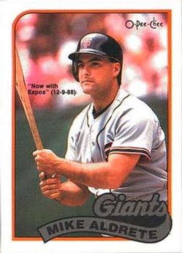 #9 Mike Aldrete - Montreal Expos - 1989 O-Pee-Chee Baseball