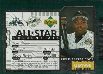 #AS19 Tony Gwynn - San Diego Padres - 1998 Upper Deck - All-Star Credentials Baseball