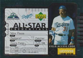 #AS20 Mike Piazza - Los Angeles Dodgers - 1998 Upper Deck - All-Star Credentials Baseball