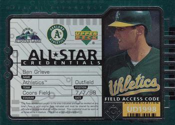 #AS3 Ben Grieve - Oakland Athletics - 1998 Upper Deck - All-Star Credentials Baseball