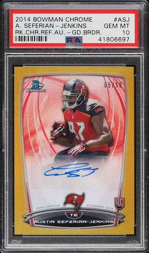 2014 BOWMAN CHROME REFRACTOR AUTO ROOKIE /50 AUSTIN SEFERIAN-JENKINS PSA 10 GEM MINT