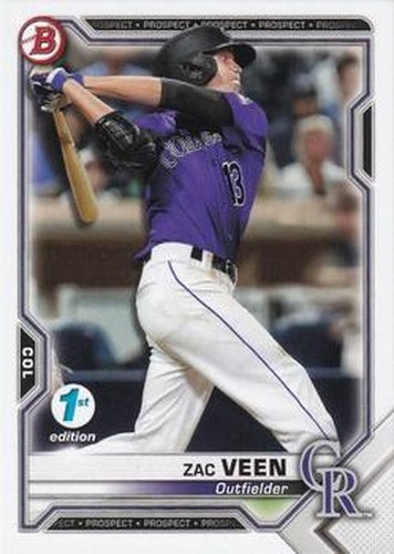 #BFE-3 Zac Veen - Colorado Rockies - 2021 Bowman 1st Edition Baseball