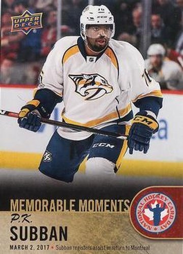 #CAN-16 P.K. Subban - Nashville Predators - 2018 Upper Deck National Hockey Card Day Canada Hockey