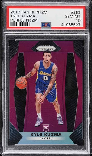 2017 PANINI PRIZM PURPLE KYLE KUZMA ROOKIE /75 #283 PSA 10 GEM MINT