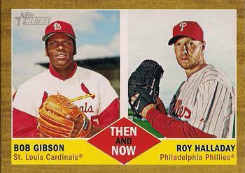 #TN-10 Bob Gibson / Roy Halladay - St. Louis Cardinals / Philadelphia Phillies - 2011 Topps Heritage - Then and Now Baseball