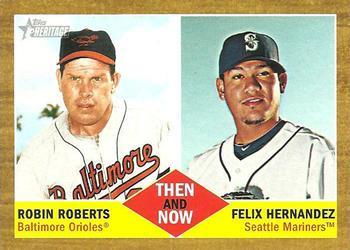 #TN-6 Robin Roberts / Felix Hernandez - Baltimore Orioles / Seattle Mariners - 2011 Topps Heritage - Then and Now Baseball