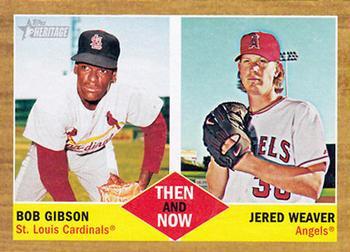 #TN-7 Bob Gibson / Jered Weaver - St. Louis Cardinals / Los Angeles Angels - 2011 Topps Heritage - Then and Now Baseball