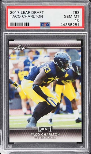 2017 LEAF DRAFT FOOBALL TACO CHARLTON ROOKIE #63 PSA 10 GEM MINT