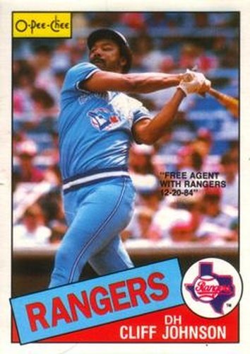 #7 Cliff Johnson - Texas Rangers - 1985 O-Pee-Chee Baseball