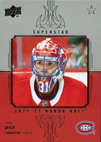 #HR-100 Carey Price - Montreal Canadiens - 2021-22 Upper Deck - Honor Roll Hockey