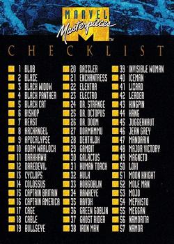 #100 Checklist - 1992 SkyBox Marvel Masterpieces