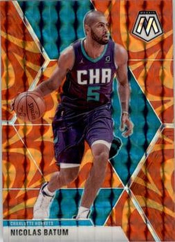 #102 Nicolas Batum - Charlotte Hornets - 2019-20 Panini Mosaic - Reactive Orange Basketball