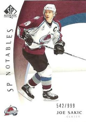 #102 Joe Sakic - Colorado Avalanche - 2005-06 SP Authentic Hockey