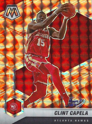 #102 Clint Capela - Atlanta Hawks - 2020-21 Panini Mosaic - Mosaic Reactive Orange Basketball