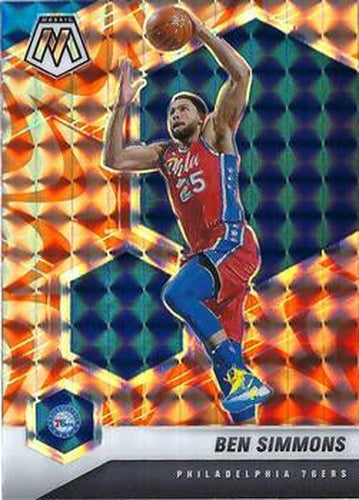 #104 Ben Simmons - Philadelphia 76ers - 2020-21 Panini Mosaic - Mosaic Reactive Orange Basketball