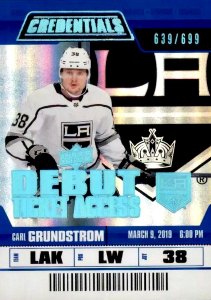 #105 Carl Grundstrom - Los Angeles Kings - 2019-20 Upper Deck Credentials Hockey