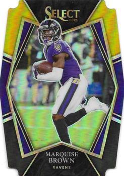 #105 Marquise Brown - Baltimore Ravens - 2021 Panini Select - Black and Gold Prizm Die Cut Football