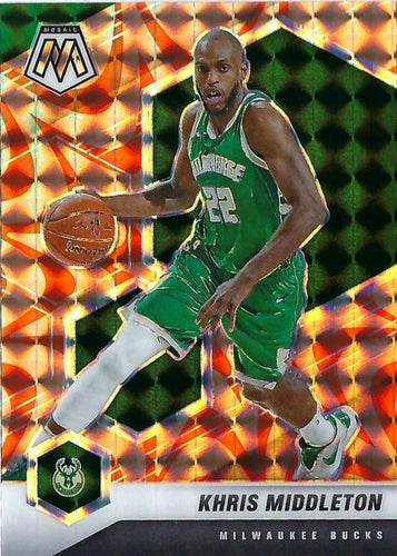 #105 Khris Middleton - Milwaukee Bucks - 2020-21 Panini Mosaic - Mosaic Reactive Orange Basketball
