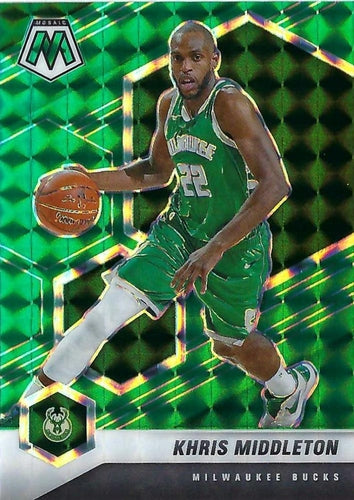 #105 Khris Middleton - Milwaukee Bucks - 2020-21 Panini Mosaic - Mosaic Green Basketball