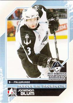 #106 Jonathon Blum - Milwaukee Admirals - 2010-11 In The Game Heroes and Prospects Hockey