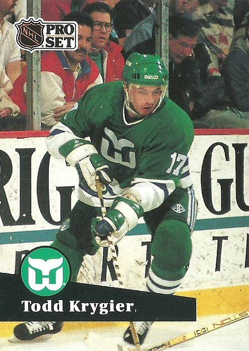 #83 - Todd Krygier - Hartford Whalers - 1991-92 Pro Set French Hockey