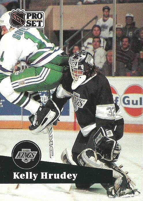 #102 - Kelly Hrudey - Los Angeles Kings - 1991-92 Pro Set French Hockey