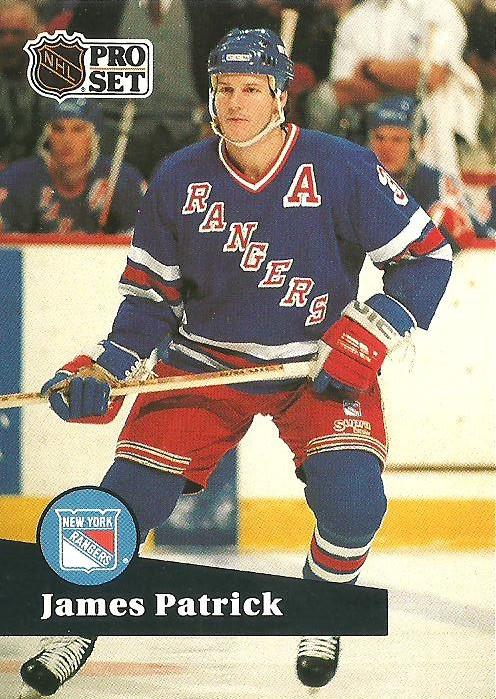 #164 - James Patrick - New York Rangers - 1991-92 Pro Set French Hockey