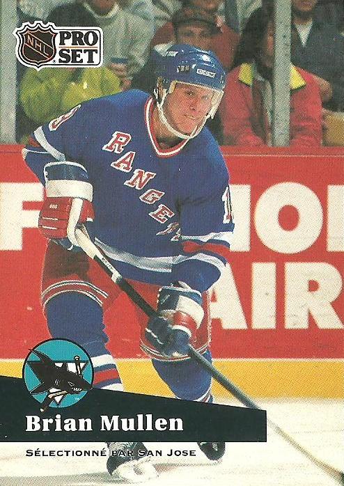 #165 - Brian Mullen - San Jose Sharks - 1991-92 Pro Set French Hockey