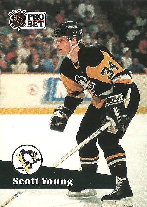 #195 - Scott Young - Pittsburgh Penguins - 1991-92 Pro Set French Hockey