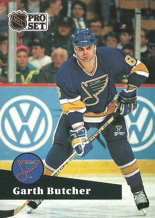 #210 - Garth Butcher - St. Louis Blues - 1991-92 Pro Set French Hockey