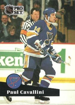 #214 - Paul Cavallini - St. Louis Blues - 1991-92 Pro Set French Hockey